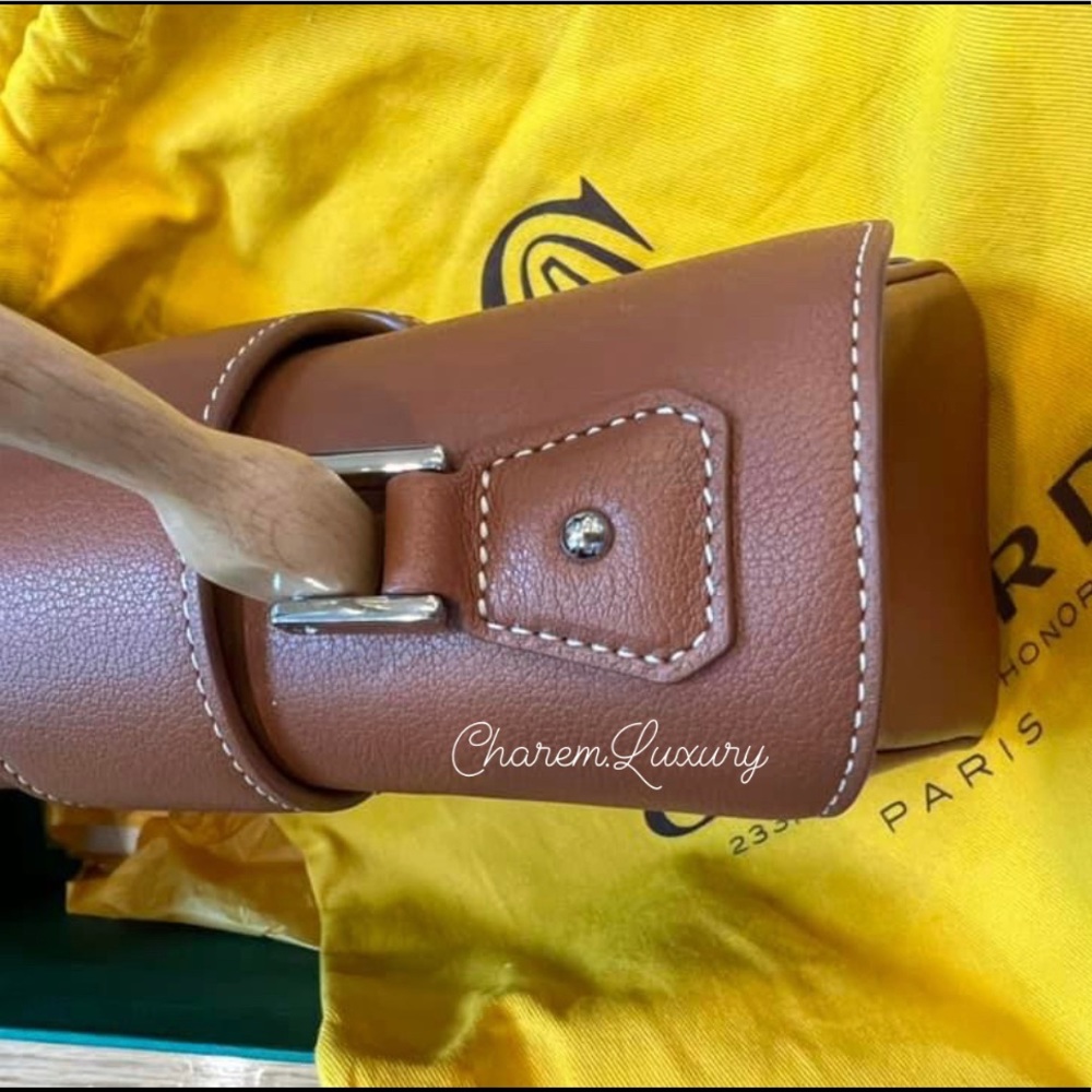 AUTHENTIC! 🤎 Goyard Saigon Top Handle Mini Brown🤎 Leather Crossbody Bag - Picture 8 of 13